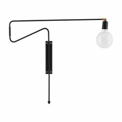House Doctor Swing Wandlamp Zwart Metaal Messing Verstelbaar