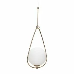 Hubsch Hanglamp Wit Glas Met Messing Detail